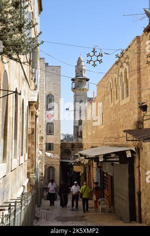 Straßen im christlichen Viertel der Altstadt von Jerusalem während Rosh Hashanah 2022 Stockfoto