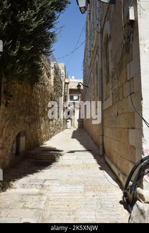 Leere Straßen im christlichen Viertel der Altstadt von Jerusalem während Rosh Hashanah 2022 Stockfoto