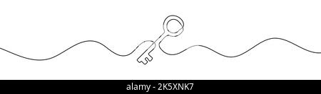 Hintergrund der Tastenzeile. Eine durchgehende Linienzeichnung des Schlüssels. Vektorgrafik. Symbol für die Tastenzeile. Stock Vektor