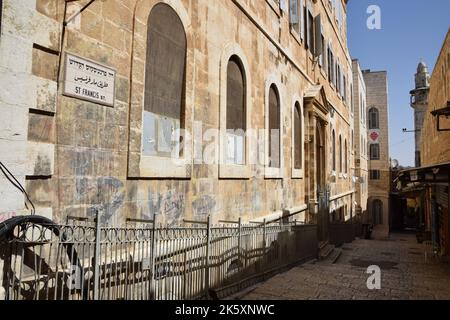 Leere Straßen im christlichen Viertel der Altstadt von Jerusalem während Rosh Hashanah 2022 Stockfoto