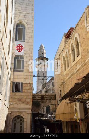 Leere Straßen im christlichen Viertel der Altstadt von Jerusalem während Rosh Hashanah 2022 Stockfoto