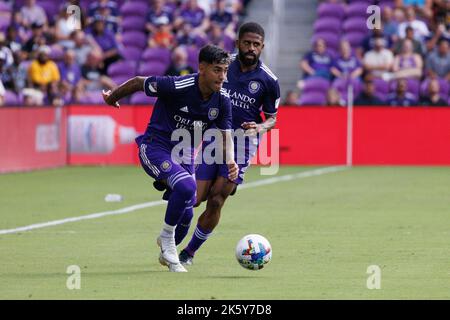 ORLANDO, FL - 9. OKTOBER: Spiel zwischen Orlando City und Columbus Crew in Orlando am 9. Oktober 2022 im Exploria Stadium, Orlando, FL. (Foto von Aaron Litz/PxImages) Stockfoto