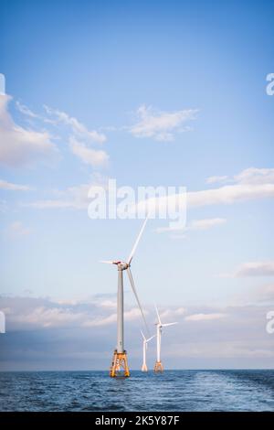 Ein Offshore-Windpark in der Nähe von Block Island Rhode Island Stockfoto