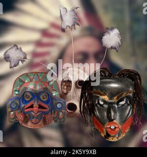 Native American Art - Alte indianer Maske Stockfoto