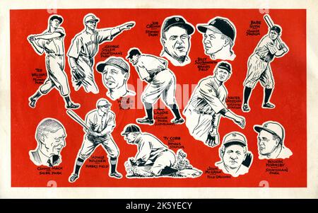 Illlustrations der alten Zeit Hall of Fame Baseballspieler von Gene Mack Stockfoto