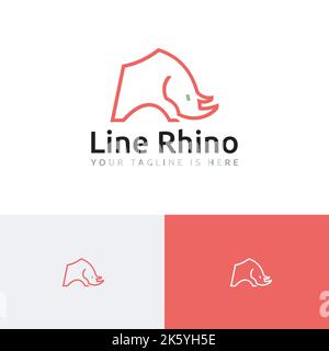 Rhino Rhinoceros Wild Animal Nature Abstraktes Monoline Logo Stock Vektor