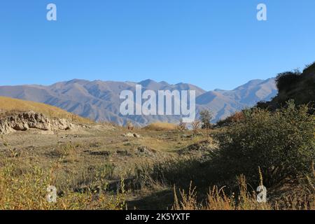 Zu Fuß in der Nähe von Kalmak Ashuu, Chong Kemin Valley, Tien Shan Mountains, Chui Region, Kirgisistan, Zentralasien Stockfoto