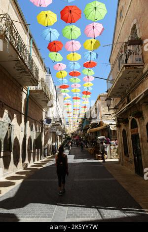 Yoel Moshe Salomon Straße in Nahalat Shiv'a, Jerusalem, Israel. Stockfoto