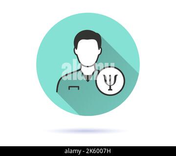 Psychologe Symbol. Einfache Illustration mit langem Schatten für Grafik- und Webdesign. Stock Vektor