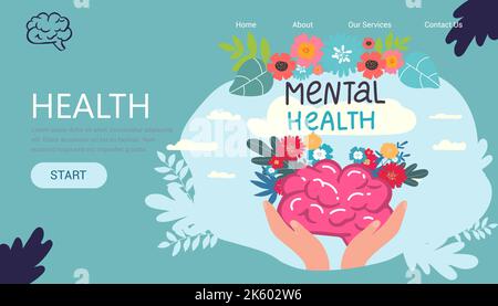 Psychische Gesundheit medizinische Behandlung Vektor Illustration. Facharzt Arbeit, um Psychologie Liebe Therapie für die psychische Gesundheit der Welt zu geben. Für Poster, Flyer Stock Vektor