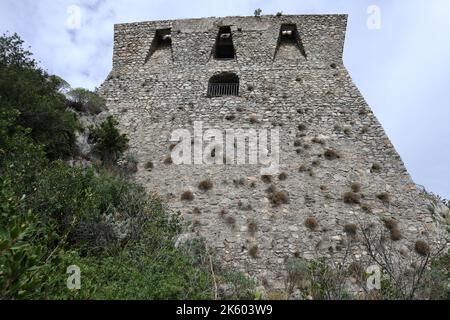 Conca dei Marini - Facciata della Torre Capo di Conca rivolta verso il Mare Stockfoto