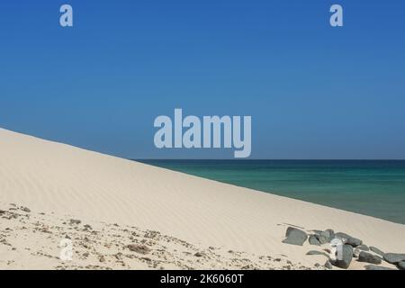 Luftaufnahme am Strand in Playa del Matorral in Morro Jable, Kanarische Insel Fuerteventura, Spanien. Stockfoto