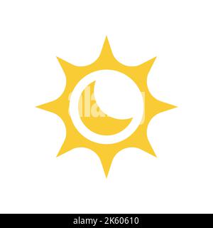 Vektorsymbol Sonne und Mond. Tag und Nacht gefülltes Glyphensymbol. Stock Vektor