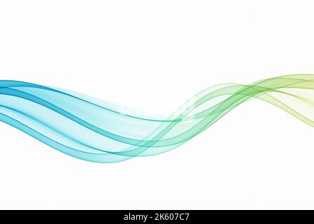 Abstrakt rauchig transparent Wellenfluss blau und grün Farbe. Stock Vektor