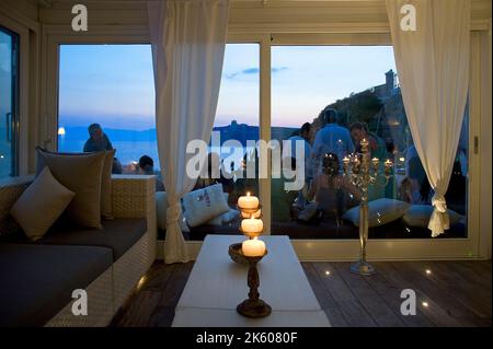 La Paillotte, Cala Mosca, Capo Sant'Elia, Cagliari, Sardinien, Italien Stockfoto