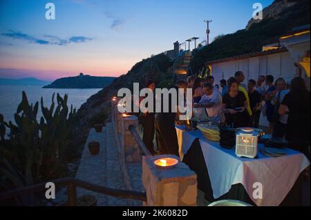 La Paillotte, Cala Mosca, Capo Sant'Elia, Cagliari, Sardinien, Italien Stockfoto