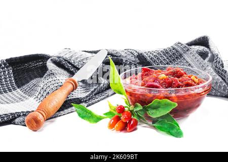 Ajvar - EIN roter Pfeffer Verbreitung traditionell in der hergestellt Balkan Stockfoto