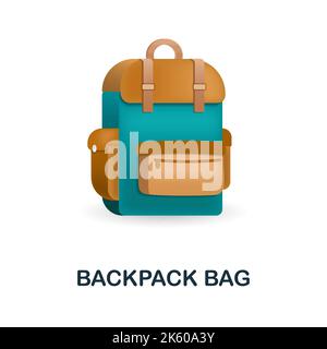 Symbol für die Rucksacktasche. 3D Illustration aus der Outdoor-Freizeitkollektion. Creative Backpack Bag 3D Icon für Webdesign, Templates, Infografiken und mehr Stock Vektor