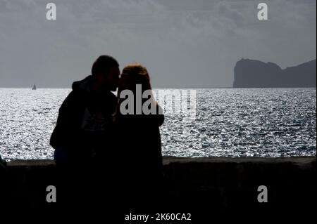 Capo Caccia Blick von Bastioni Marco Polo, Alghero, Sardinien, Italien, Europa Stockfoto