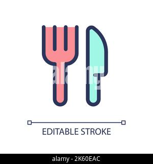 Perfektes RGB-Farb-ui-Symbol für Gabel und Messer Stock Vektor