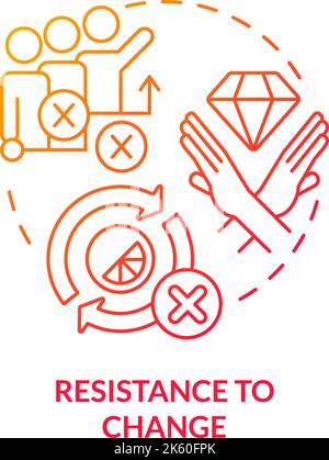 Symbol „Widerstand gegen Änderung des roten Gradientenkonzepts“ Stock Vektor