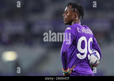 Florenz, Italien. 10. Oktober 2022. Christian Michael Kouakou Kouame (ACF Fiorentina) während ACF Fiorentina vs SS Lazio, italienische Fußballserie A Spiel in Florenz, Italien, Oktober 10 2022 Quelle: Independent Photo Agency/Alamy Live News Stockfoto