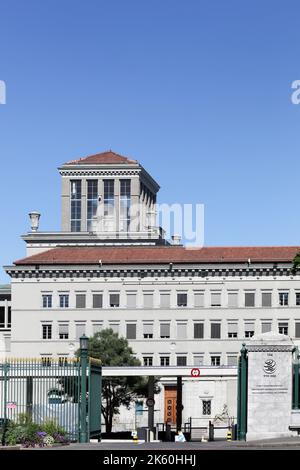 Genf, Schweiz - 14. August 2016: Gebäude der Welthandelsorganisation. Die Welthandelsorganisation ist eine zwischenstaatliche Organisation Stockfoto