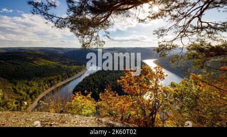 Die Saaleschleife in Thüringen Stockfoto