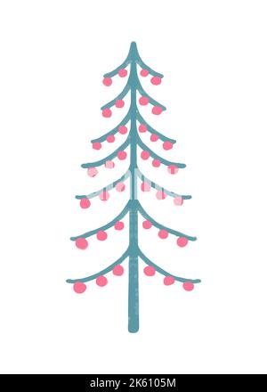 Abstrakter Weihnachtsbaum, handgezeichnet in Aquarell. Neujahrsdarstellung für das Winterdesign. Stock Vektor