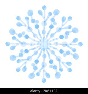 Vektor Weihnachten blau Schneeflocke in Aquarell gemalt. Winter-Illustration für das neue Jahr Design. Stock Vektor