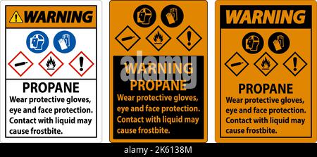 Warnschild für PPE GHS-Schutzausrüstung für Propan-entzündliches Gas Stock Vektor