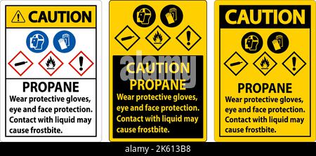 Achtung: Schutzschild für Propan-entzündliches Gas, PPE GHS Stock Vektor