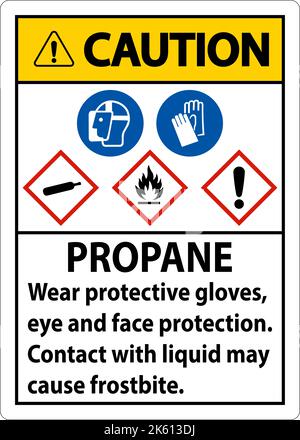 Achtung: Schutzschild für Propan-entzündliches Gas, PPE GHS Stock Vektor