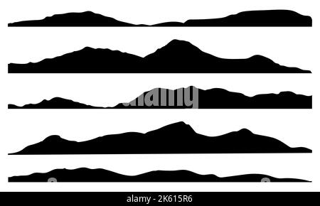 Symbole für Silhouetten in den Bergen. Vektordarstellung auf weißem Hintergrund isoliert Stock Vektor