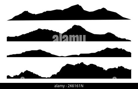 Set mit Silhouetten in den Bergen. Vektordarstellung auf weißem Hintergrund isoliert Stock Vektor