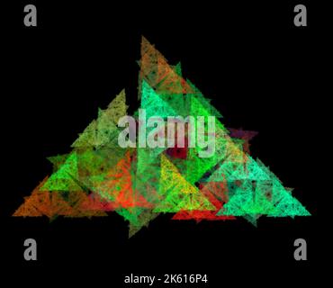 Dreieckige abstrakte Form. Abstrakte fraktale Grafiken. Designelement. Mehrfarbig. Weißer Hintergrund Stockfoto