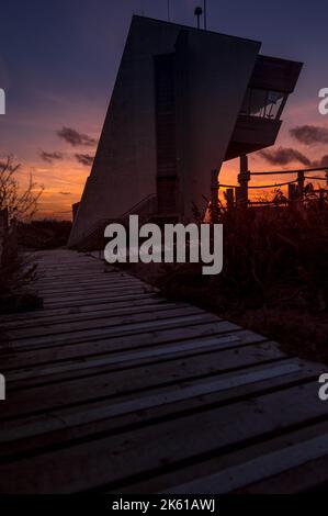 Rossall Point Watch Tower bei Sonnenuntergang Stockfoto