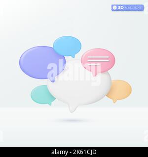 Dialog- oder Sprechblase, mehrfarbige Symbolsymbole. Chat-Nachricht, Nachricht, Talk-Konzept. 3D Vektor isoliertes Illustrationsdesign. Cartoon Pastell Minimal Stock Vektor