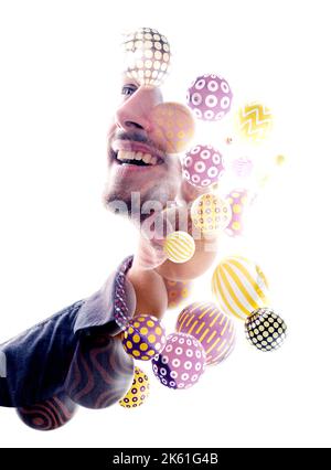 3D Grafiken kombiniert mit einem Porträt Stockfoto