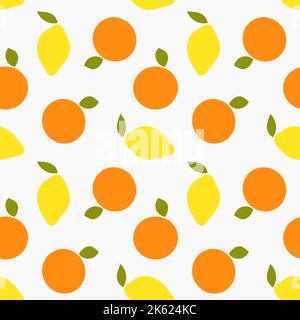 Orangen und Zitronen Früchte nahtloses Muster. Vektorgrafik. Stock Vektor
