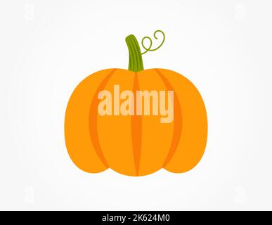 Orangefarbene Kürbis-Ikone mit flachem Design. Vektorgrafik. Stock Vektor
