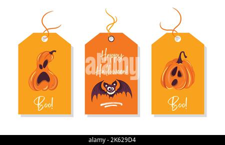 Halloween-Geschenkanhänger. Niedliche Label Vorlage Happy Halloween Tag für Grußkarten Stock Vektor