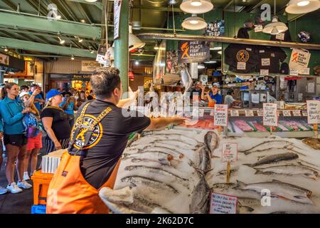 Pike Place Fish Market, Seattle, Washington, USA Stockfoto