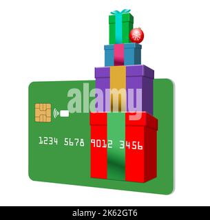 Dies ist eine Ferienzeit Geschenkkarte mit Weihnachten, Winter, Design. Es handelt sich um eine pre-paid Karte, als Geschenk gegeben werden kann. Es ist eine Illustration. Stockfoto