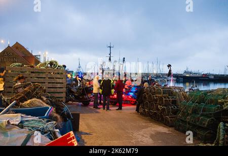 Honda Goldwing Motorräder treffen sich am Abend am Kai von Scarborough Stockfoto