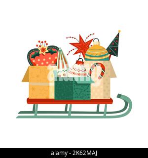 Weihnachtsbaum Ornamente in Geschenkboxen Vektor-Symbol Stock Vektor