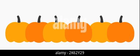 Herbstkürbisse Bordüre, flaches Design-Element. Vektorgrafik. Stock Vektor