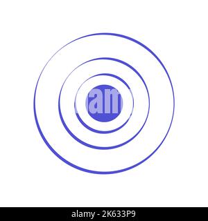 Echosonarwellen. Blaues Radarsymbol auf See und Ultraschallsignalreflektion. Symbol Erfassen und Scannen von Vibrationen oder Wasser. Runde pulsierende Kreiswellenform Stock Vektor