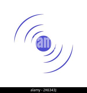 Echosonarwellen. Blaues Radarsymbol auf See und Ultraschallsignalreflektion. Symbol Erfassen und Scannen von Vibrationen oder Wasser. Runde pulsierende Kreiswellenform Stock Vektor