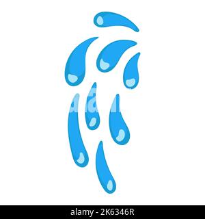 Cartoon blau tropfender Wassertropfen und Flüssigkeitssymbol. Form Wasser spritzt, fließt und tropfet. Saubere und frische Aqua- und Nassblase. Fließende de Stock Vektor